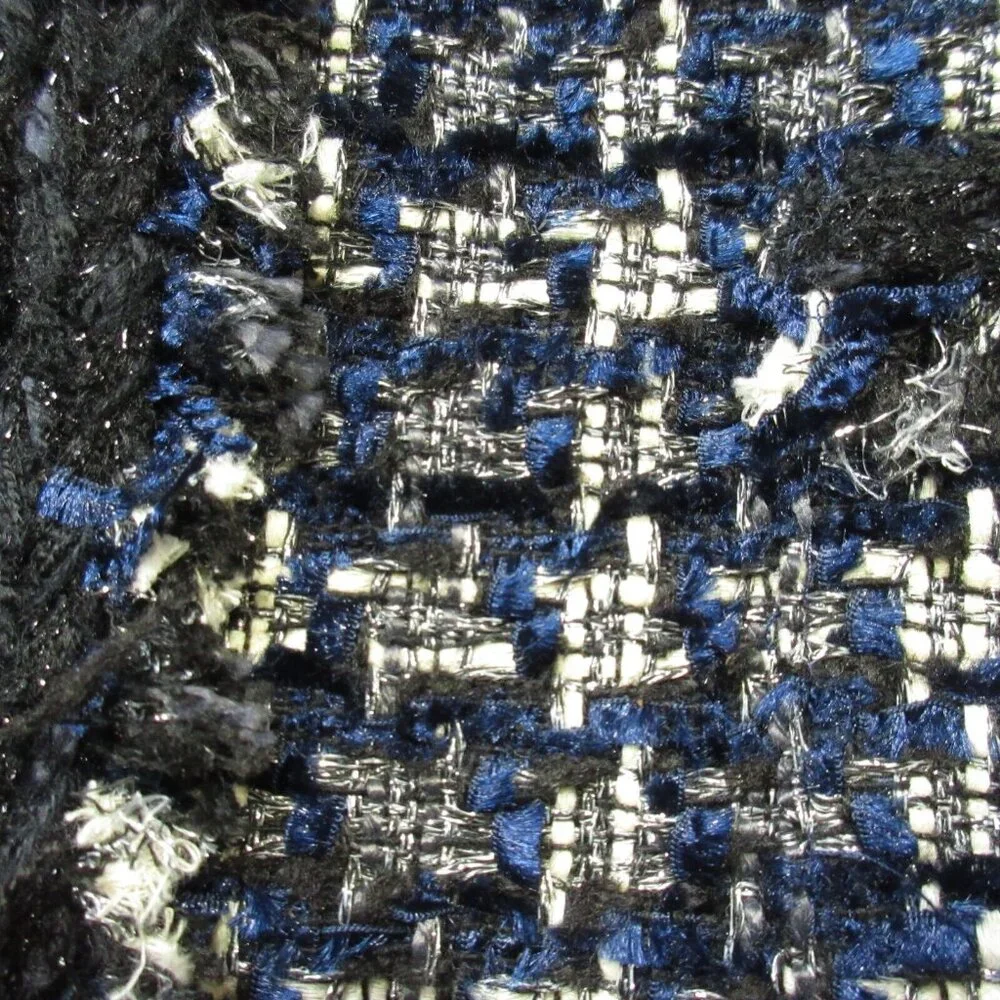 NWT J.Crew Lady Jacket in Navy Ivory Black Metallic Houndstooth Blazer 12